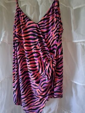Magicsuit Pink and Black Zebra Wrap Swim Camisole